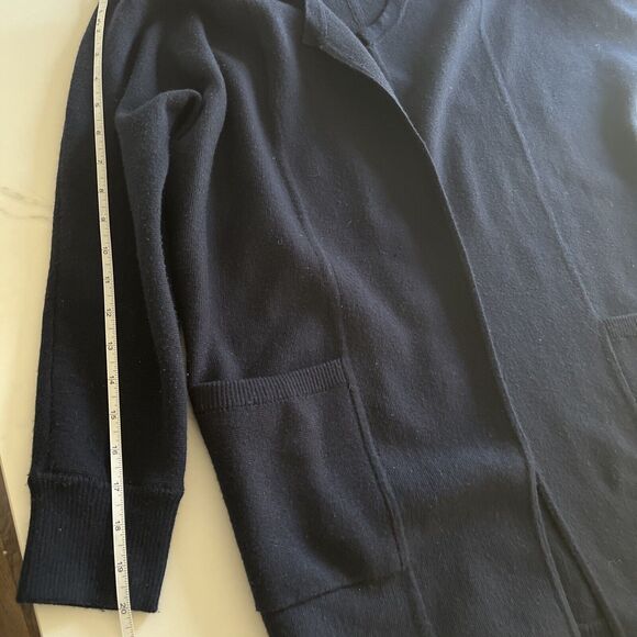 Athleta Wool Blend Open Front Sweater Cardigan Women Size XS Oversized Navy Blue - Picture 11 of 14